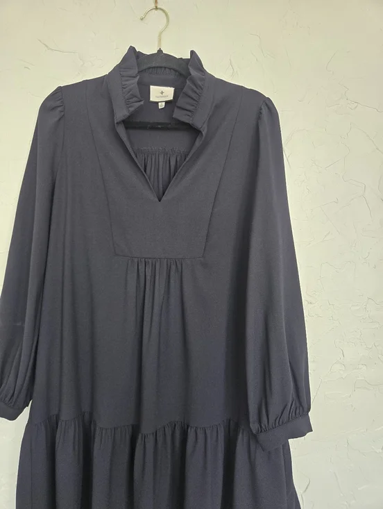 New Tuckernuck Navy Palmerston Long Sleeve Dress, S - Picture 3 of 11